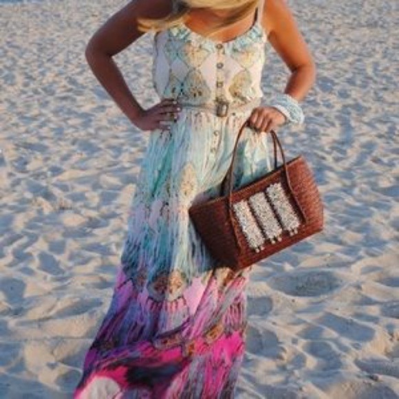 Nanette Lapore Silk Boho Dreamcatcher Maxi Dress Size 4 - Picture 14 of 16